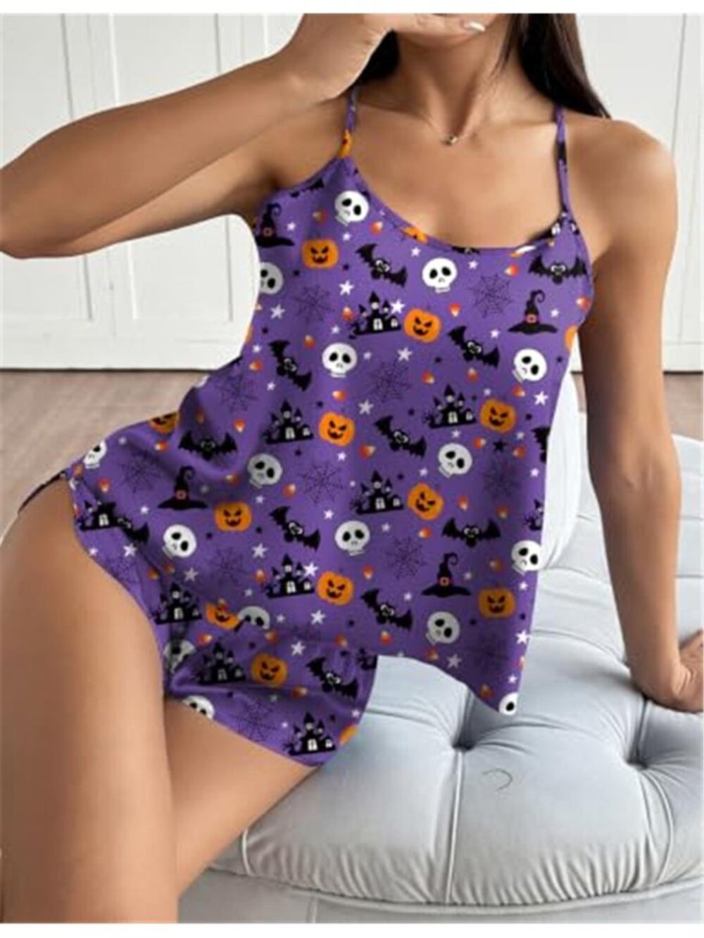 Silk Pajamas Set for Women Satin Backless Lingerie Pjs Cami Top and